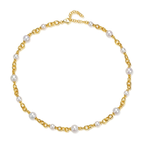 Freshwater Pearl Long Gold Chain Necklace